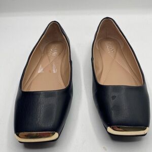 Aerin Black Flats with Gold Accent